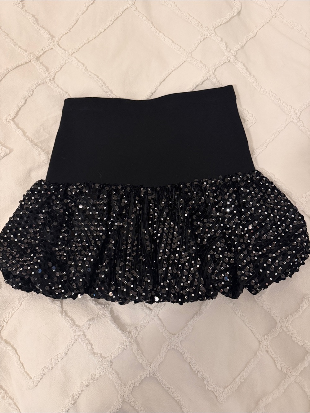 Zara Black Sequin Bubble-Hem Kids Skirt